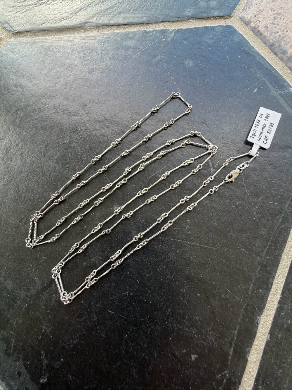 14kt White Gold twisted cable Multi-Link Chain Necklace 38” long